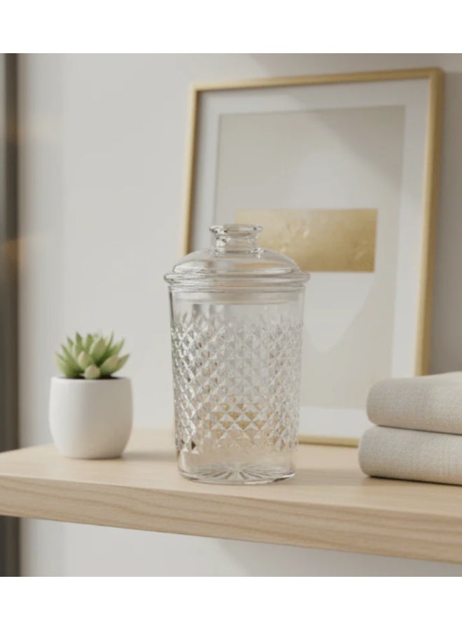 AKDC Luxury Diamond-Pattern Round Airtight Acrylic Storage Canister – Transparent Decorative Jar with Lid, 1200 ml - Image 4