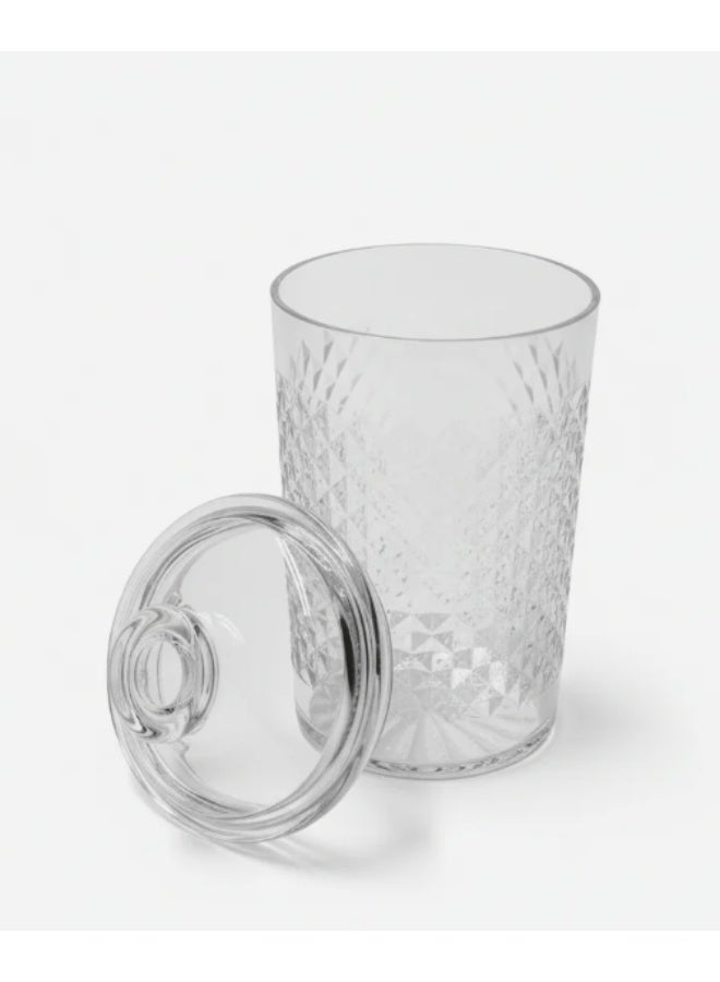AKDC Luxury Diamond-Pattern Round Airtight Acrylic Storage Canister – Transparent Decorative Jar with Lid, 1200 ml - Image 3