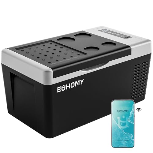 EUHOMY 12 Volt Refrigerator, 19QT(18L) Compressor Electric Cooler APP Control, Car Fridge -4℉~68℉, Portable Refrigerator 12/24V DC 110-240V AC, Portable Freezer for Camping, Travel, Boat - Image 1