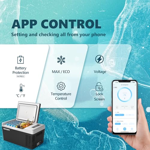 EUHOMY 12 Volt Refrigerator, 19QT(18L) Compressor Electric Cooler APP Control, Car Fridge -4℉~68℉, Portable Refrigerator 12/24V DC 110-240V AC, Portable Freezer for Camping, Travel, Boat - Image 3