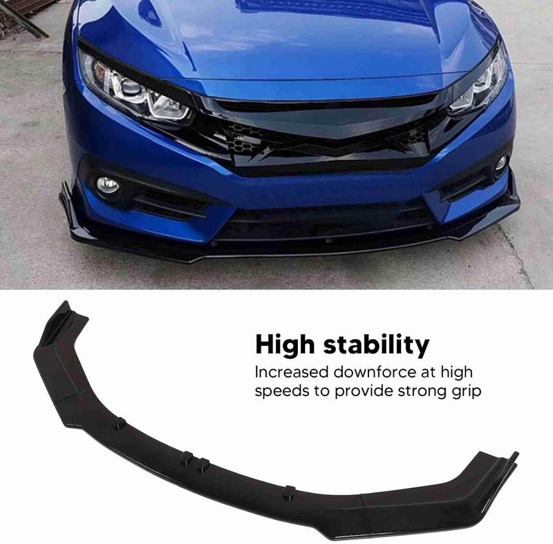 4PCS Front Bumper Lip Separator, Bumper Lip Diffuser Splitter, 165cm Glossy Black ABS Material, Front Bumper Spoiler with 32 Screws and 3 Connectors, Replacement - Image 4