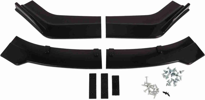 4PCS Front Bumper Lip Separator, Bumper Lip Diffuser Splitter, 165cm Glossy Black ABS Material, Front Bumper Spoiler with 32 Screws and 3 Connectors, Replacement - Image 1
