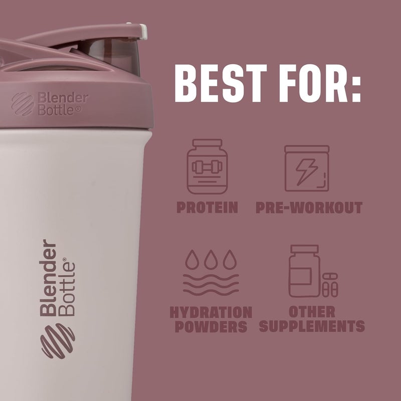 BlenderBottle Strada Sleek Shaker Cup Insulated Stainless Steel Water Bottle with Wire Whisk, 25-Ounce, Red/Tan (Sahara Sunset) - Image 4
