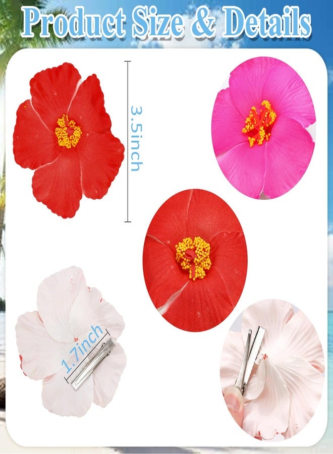 KICOSY 6 Pack Hawaiian Flower Hair Clips for Women - Tropical Hibiscus, Plumeria & Orchid Hair Accessories - Stylish Beach Party Wedding Hair Clips with Vibrant Floral Designs - Image 4