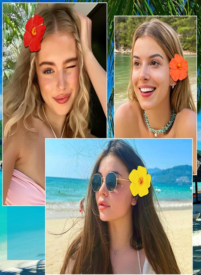 KICOSY 6 Pack Hawaiian Flower Hair Clips for Women - Tropical Hibiscus, Plumeria & Orchid Hair Accessories - Stylish Beach Party Wedding Hair Clips with Vibrant Floral Designs - Image 5