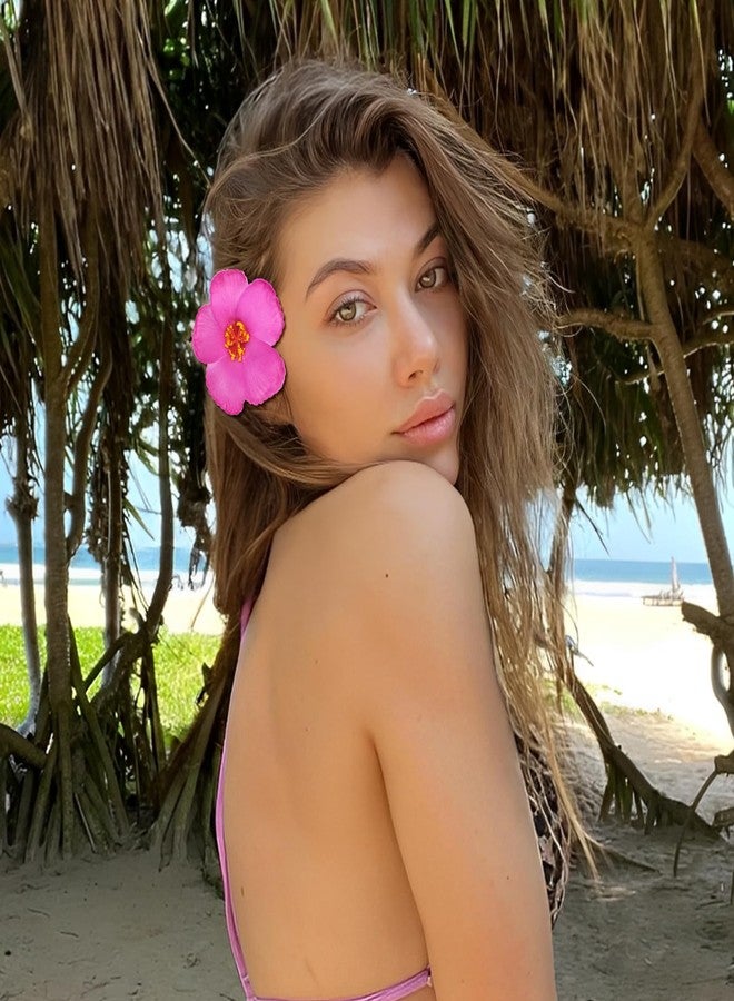 KICOSY 6 Pack Hawaiian Flower Hair Clips for Women - Tropical Hibiscus, Plumeria & Orchid Hair Accessories - Stylish Beach Party Wedding Hair Clips with Vibrant Floral Designs - Image 2