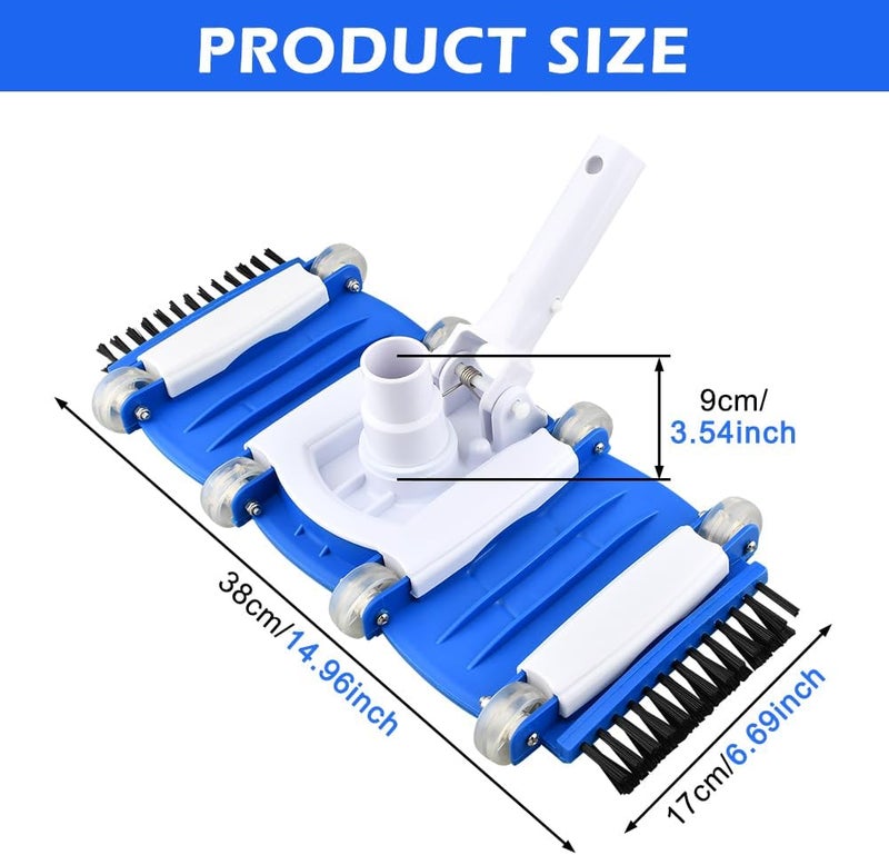 Herxsin 2026 Pool Vacuum Head with Side Brushes and Wheels 16in Eazy-to-Use Vacuum Head with Swivel Handle and Hose Connect for 1-1/4in or 1-1/2in Hoses for Inground & Above Ground Pools - Image 2