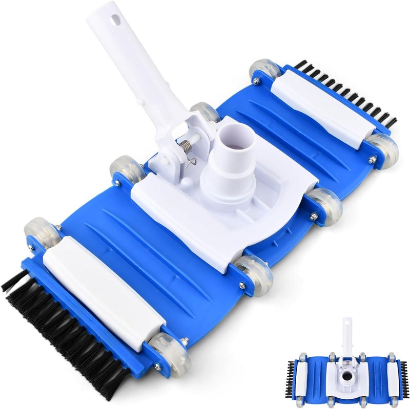 Herxsin 2026 Pool Vacuum Head with Side Brushes and Wheels 16in Eazy-to-Use Vacuum Head with Swivel Handle and Hose Connect for 1-1/4in or 1-1/2in Hoses for Inground & Above Ground Pools - Image 1