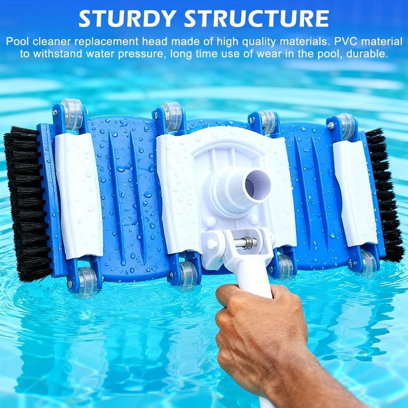 Herxsin 2026 Pool Vacuum Head with Side Brushes and Wheels 16in Eazy-to-Use Vacuum Head with Swivel Handle and Hose Connect for 1-1/4in or 1-1/2in Hoses for Inground & Above Ground Pools - Image 5