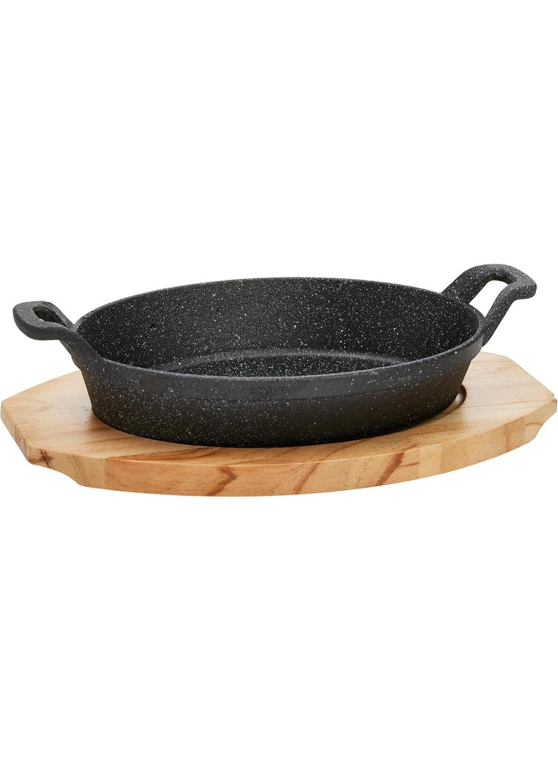 AKDC Vague Oval Sizzling With Base, 24 Cm X 17 Cm Size - Image 1