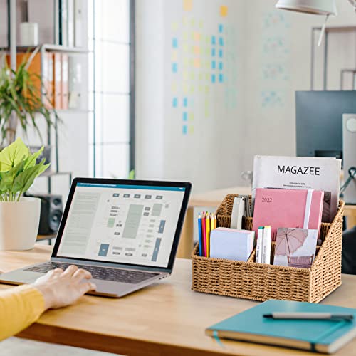 DINGTAI Woven Mail Organizer Countertop, 12 Inch Mail Organizer Basket for Bill and Pen, Farmhouse Desk organizers and storage - Image 4