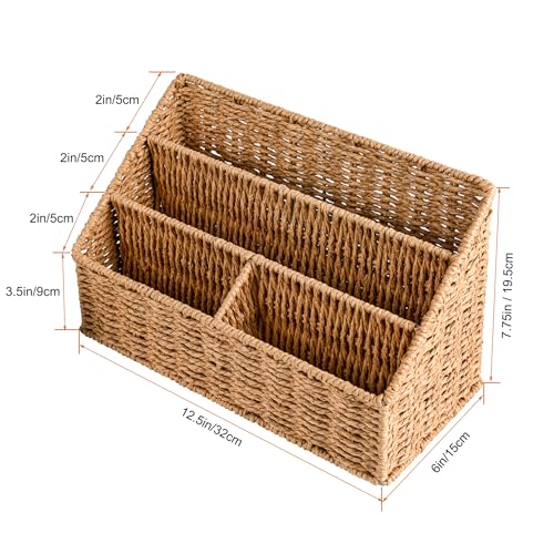 DINGTAI Woven Mail Organizer Countertop, 12 Inch Mail Organizer Basket for Bill and Pen, Farmhouse Desk organizers and storage - Image 5