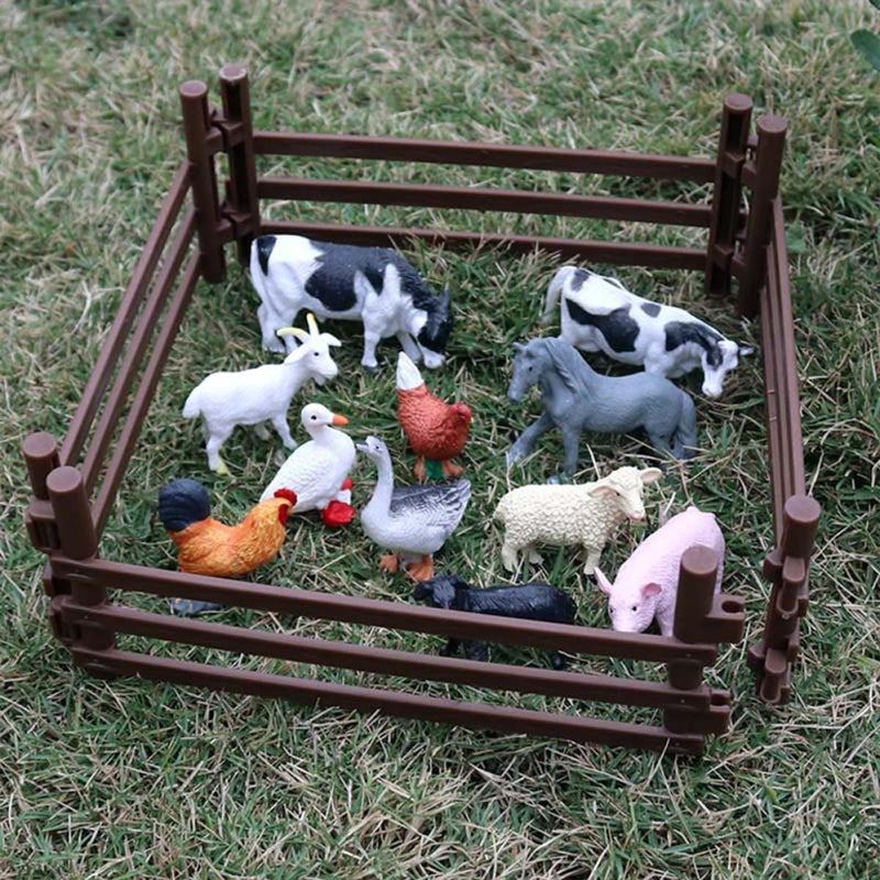 Brown Plastic Miniature Garden Fence Set 30Pcs DIY Dollhouse Farm Model Landscape Decor - Image 5