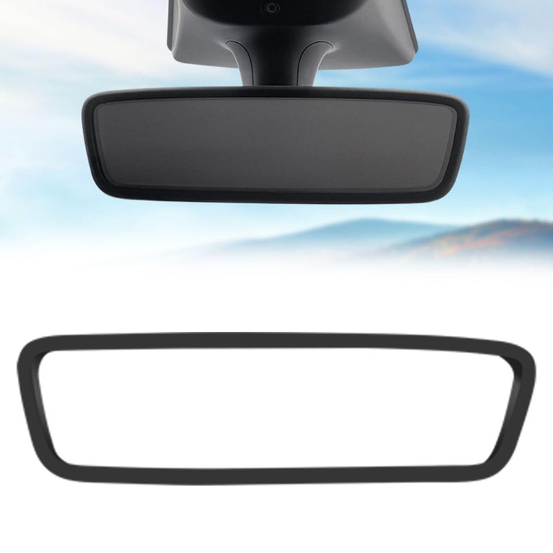 ONKENTET Rear View Mirror Protector Frame Compatible with Model 3 Y X S Semi 20142024 Interior Rearview Mirror Cover Accessories Silicone Decorations Center Console Decorate Protect for Gift Black