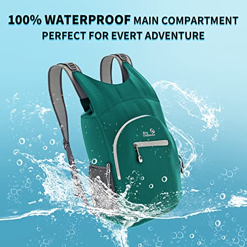 Outlander 100% Waterproof Hiking Backpack Lightweight Packable Travel Daypack(Teal) 25L - Image 2