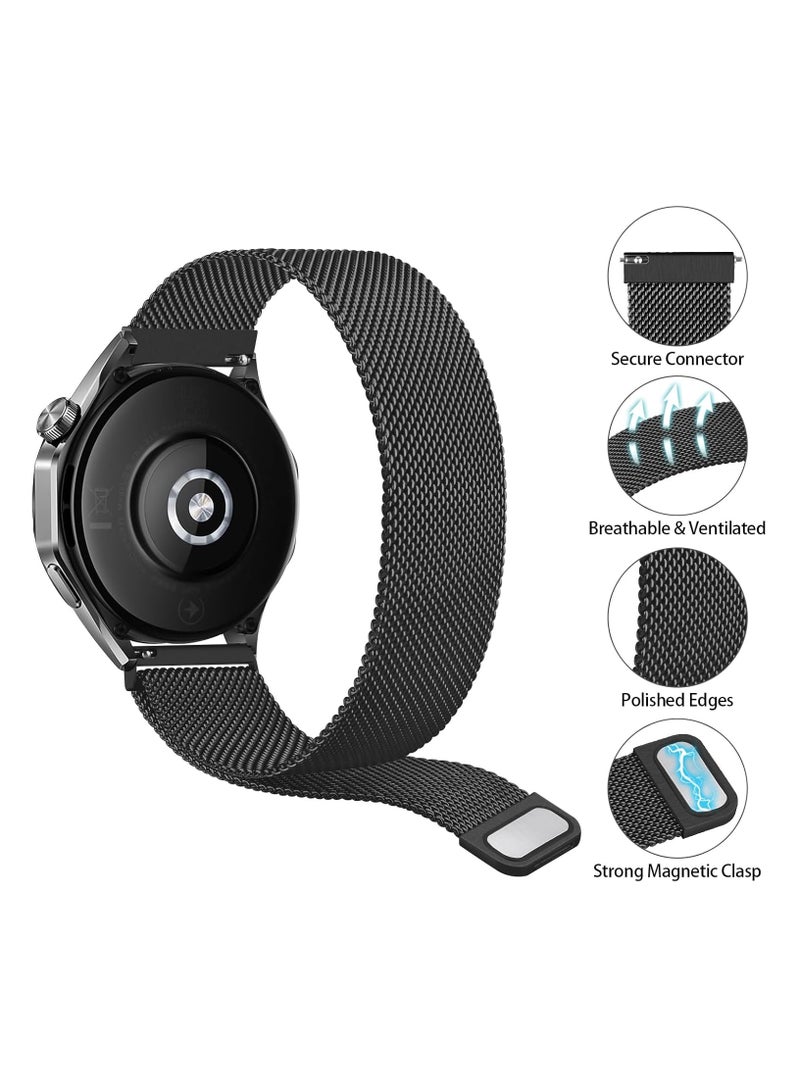 22MM Magnetic Strap Replacement for Redmi Watch 5 Active/Lite,Metal Woven Stainless Steel Breathable Band for Huawei Watch GT5/GT4 46mm,Black - Image 3