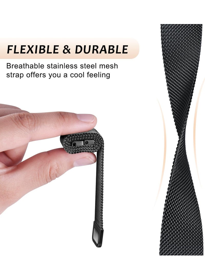 22MM Magnetic Strap Replacement for Redmi Watch 5 Active/Lite,Metal Woven Stainless Steel Breathable Band for Huawei Watch GT5/GT4 46mm,Black - Image 4
