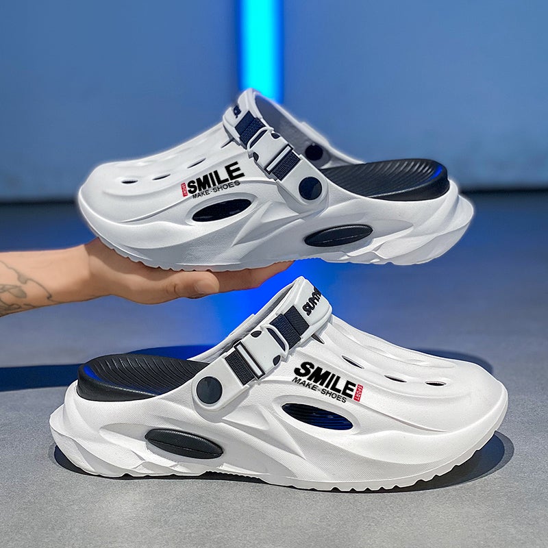 Croc Shoes Men''s Summer Outer Wear Beach Sports Sandals Driving Dual-Purpose Baotou Drifting Slippers