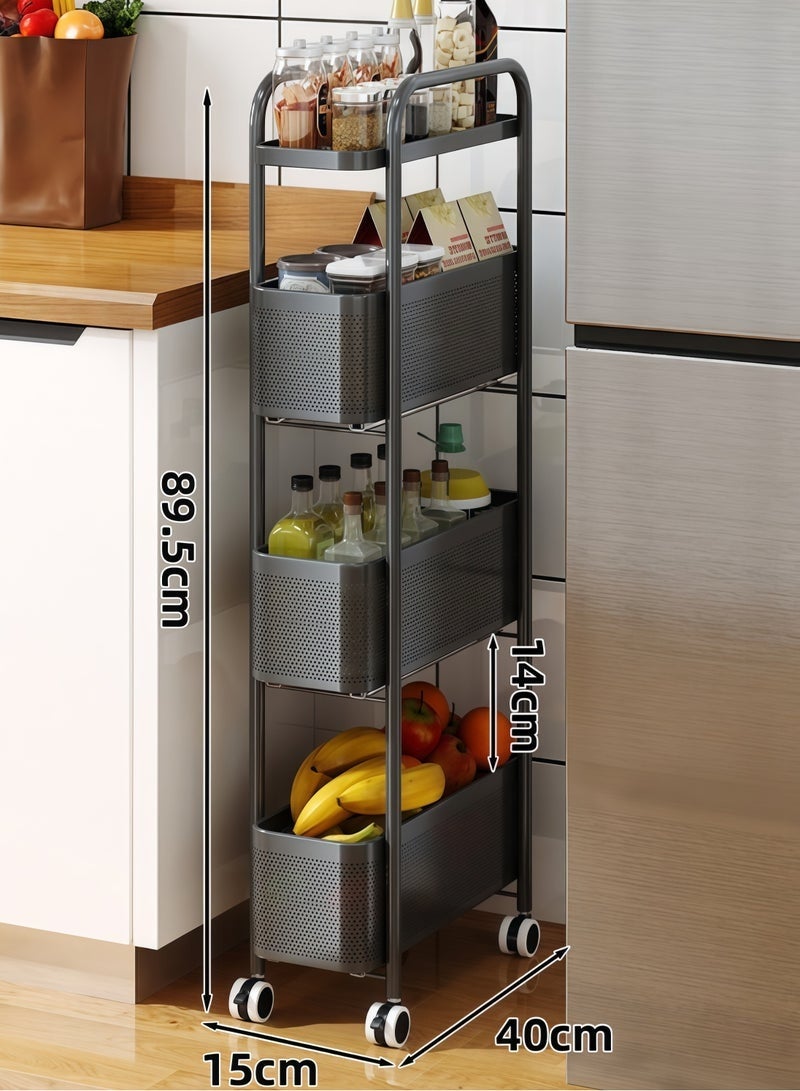 4Tier Plastic Drawer Storage Organizer Cabinet with Wheels, Space-Saving Shelving Unit for Bedroom, Kitchen, Bathroom - Image 2