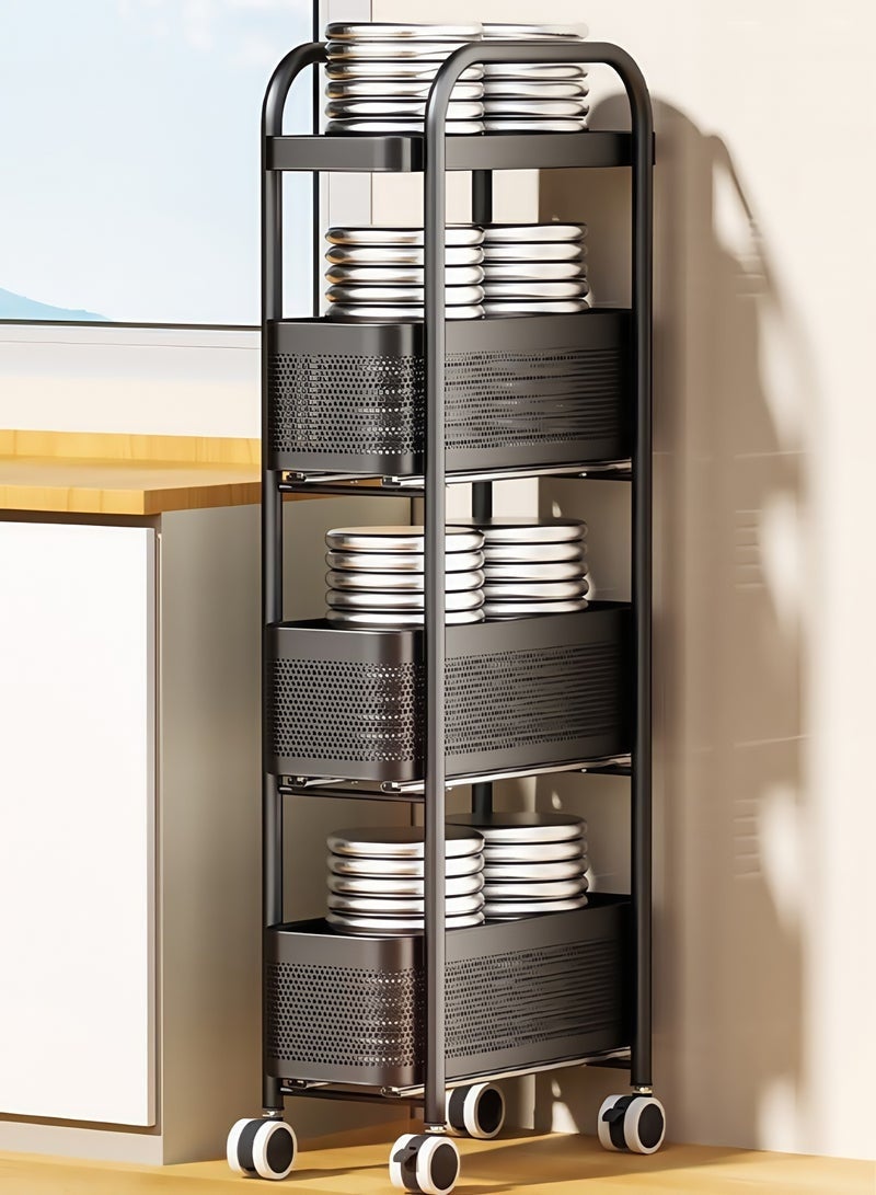 4Tier Plastic Drawer Storage Organizer Cabinet with Wheels, Space-Saving Shelving Unit for Bedroom, Kitchen, Bathroom - Image 1