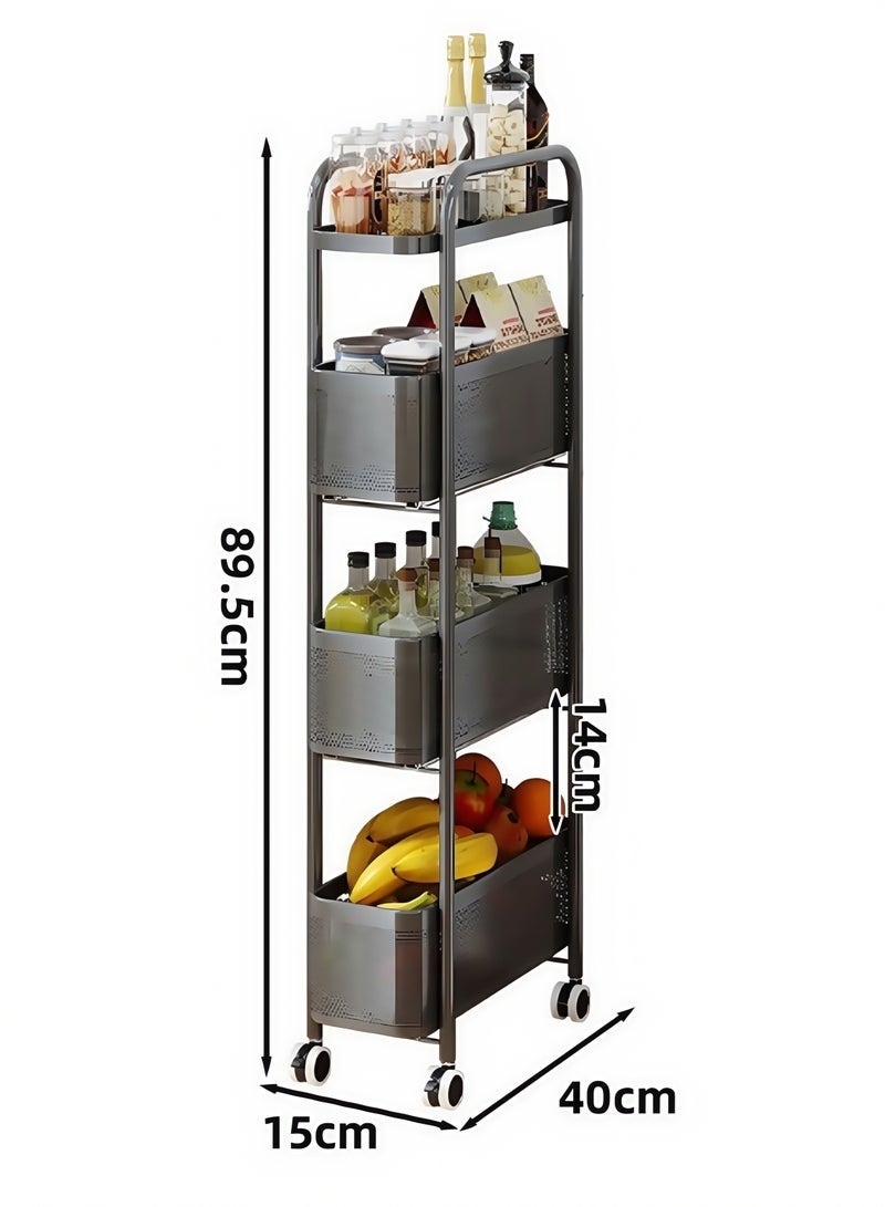 4Tier Plastic Drawer Storage Organizer Cabinet with Wheels, Space-Saving Shelving Unit for Bedroom, Kitchen, Bathroom - Image 5