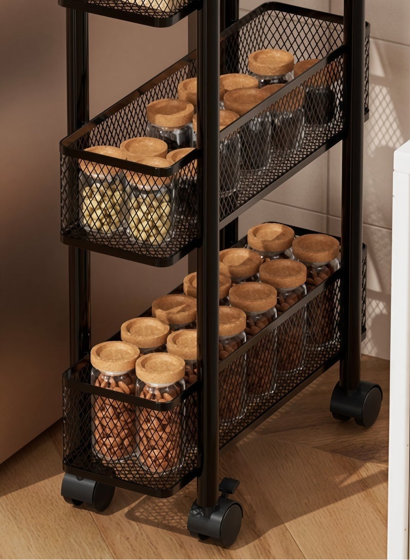 4Tier Plastic Drawer Storage Organizer Cabinet with Wheels, Space-Saving Shelving Unit for Bedroom, Kitchen, Bathroom - Image 4