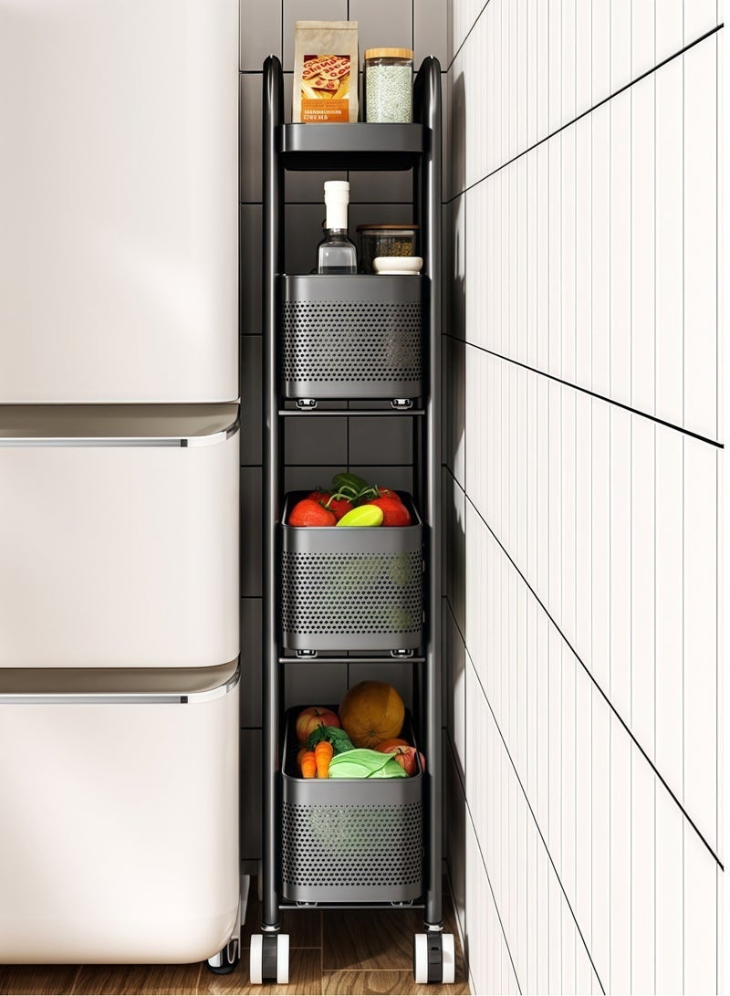 4Tier Plastic Drawer Storage Organizer Cabinet with Wheels, Space-Saving Shelving Unit for Bedroom, Kitchen, Bathroom - Image 3