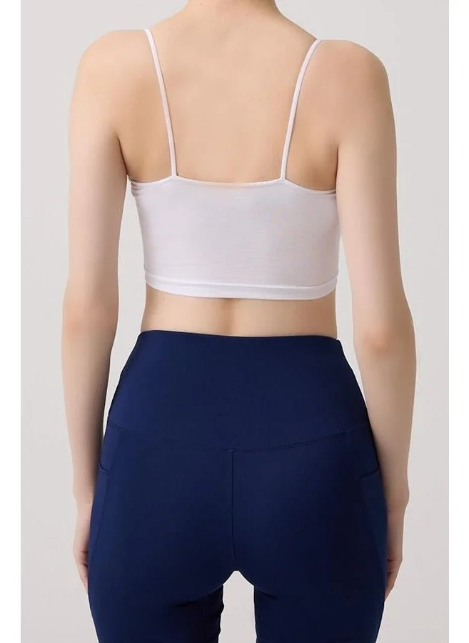 كوتن هيل White Cotton Thin Strap Women's Crop Top Bustier