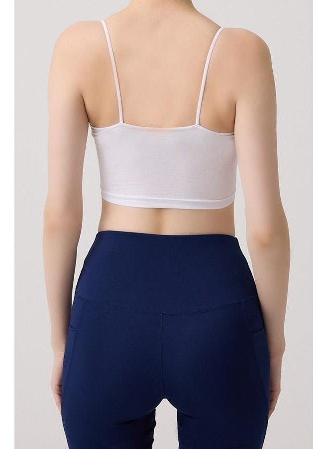 COTTONHILL White Cotton Thin Strap Women's Crop Top Bustier  - Image 2