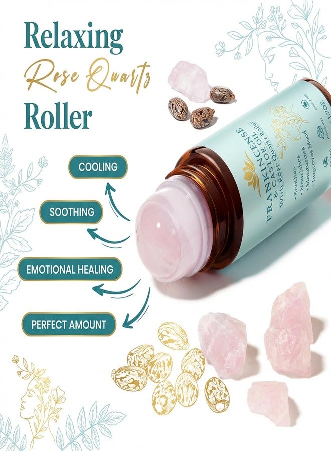 Peehss Frankincense and Castor Oil Roll On – Rose Quartz Roller Bottle, Organic Cold Pressed Castor Oil for Eyebrows, Face & Neck, Firms Skin Feel Soft Smooth & Brightens Eyes, 1.7 fl oz, 2PC - Image 2