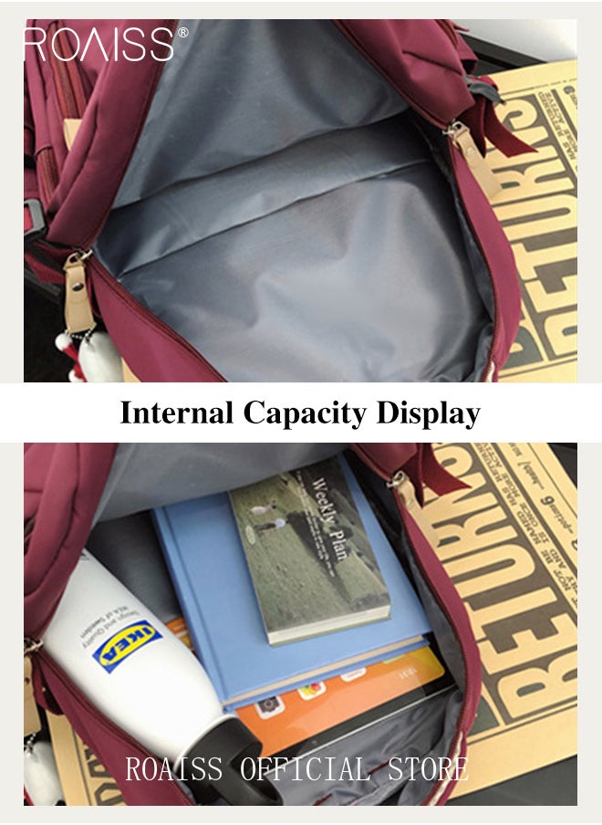 roaiss - Unisex Multifunctional Backpack Large Capacity with Multiple Pockets for Organized Storage Scientifically Divided Compartments Trendy and Stylish Letter Print Suitable for Work School or Short Trips - Image 1