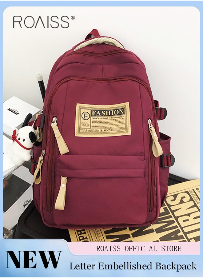 roaiss - Unisex Multifunctional Backpack Large Capacity with Multiple Pockets for Organized Storage Scientifically Divided Compartments Trendy and Stylish Letter Print Suitable for Work School or Short Trips - Image 1