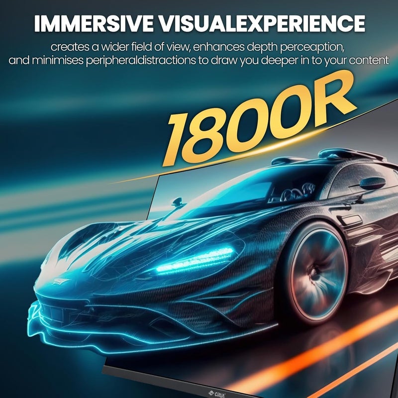 CRUA شاشة ألعاب 32 بوصة منحنية 1800R 200Hz، دقة FHD (1920x1080) 1080P، 120% sRGB، FreeSync، سرعة 1ms (GTG)، مناسبة للألعاب الإلكترونية والمكتب المنزلي والترفيه - Image 4