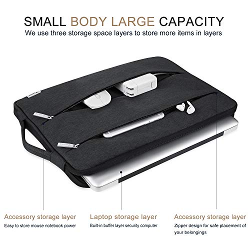 Voova 15.6 16 Inch Laptop Sleeve Case Compatible with MacBook Pro 16 M1/M2/M3/M4 Max 2019-2025, 15.6-16” Hp Lenovo Acer Asus, Waterproof Slim Computer Bag Cover with Handle, Black - Image 2