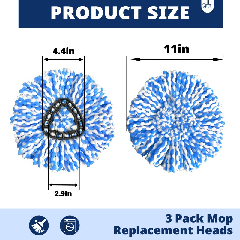 Nuorest 2-Tank Spin Mop Replacement Head, 3 Pack Mop Head Replacement, Microfiber, Machine Washable, Easy to Replace and Deep Cleaning - Image 2
