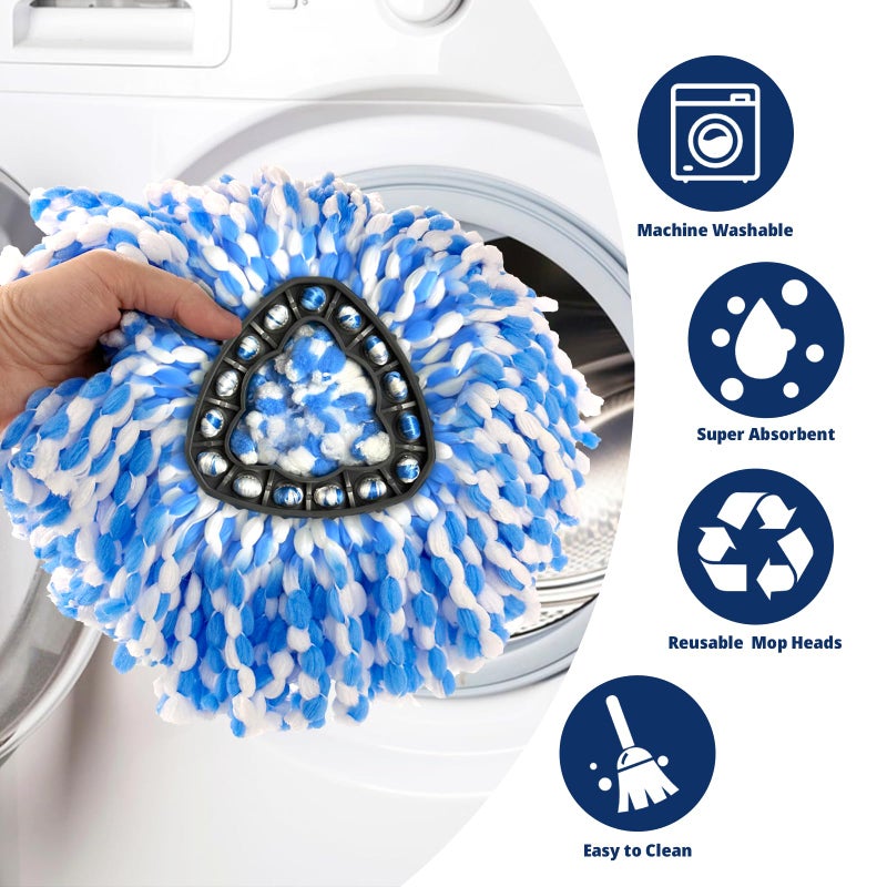 Nuorest 2-Tank Spin Mop Replacement Head, 3 Pack Mop Head Replacement, Microfiber, Machine Washable, Easy to Replace and Deep Cleaning - Image 5