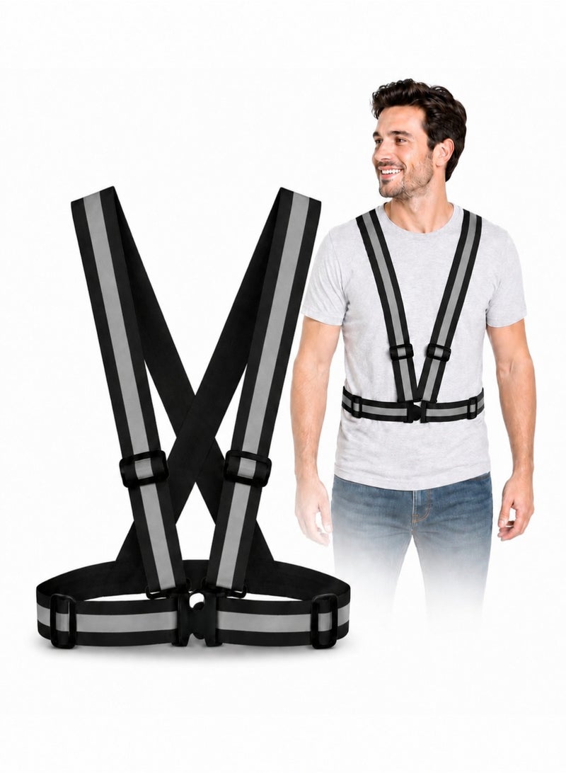 R.VIHAN Adjustable Reflective Safety Vest High Visibility Jacket – Fluorescent Safety Harness Belt for Construction, Traffic Control, Cycling, Running & Warehouse Work – Unisex Free Size - Image 1