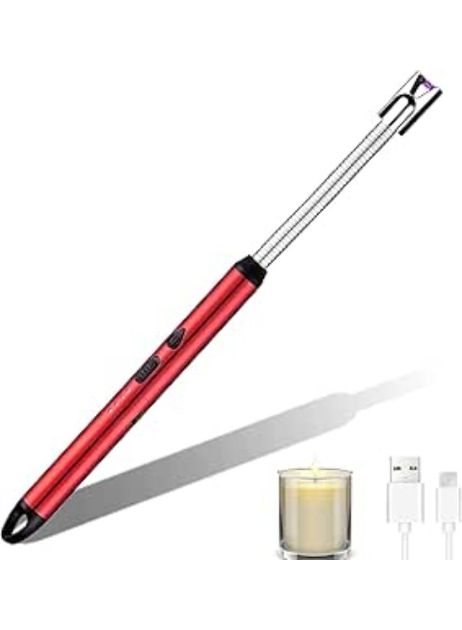 Rechargeable 360° Windproof Flameless Electric Arc Lighter with Long Neck Type C, Battery LED Display, and Silver Safety Switch, 26 x 1.5 x 1.5cm - Image 4