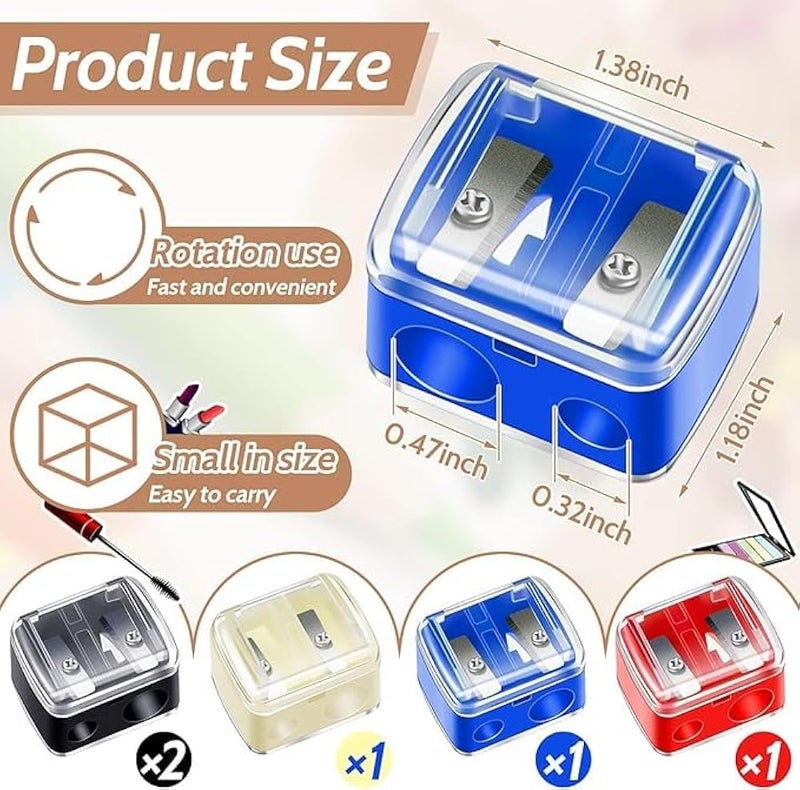 Cosmetic Pencil Sharpener, Eyebrow Pencil Sharpener with 2 Holes for Makeup, Lunasood - Image 2