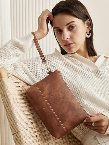 CLUCI محفظة كلوتشي للنساء من الجلد بسعة كبيرة محفظة معصم للسيدات للسفر مع حقيبة بسحاب وحامل بطاقات ائتمان ومنظم هاتف - Image 2