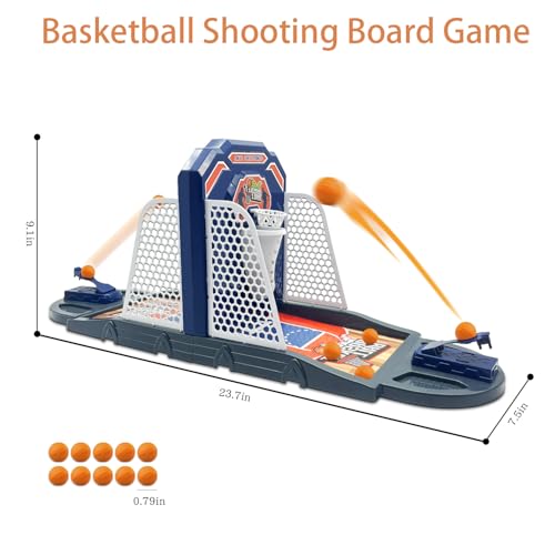 Anemeeoke Basketball Shooting Game Toy Funny Shooting Game Desktop Table Basketball Games Set Fast and Frenzied Launching ball Including 1 Basketball Stand and 10 Balls Gift for Kids 3 4 5 6 7 8 Year Old - Image 5