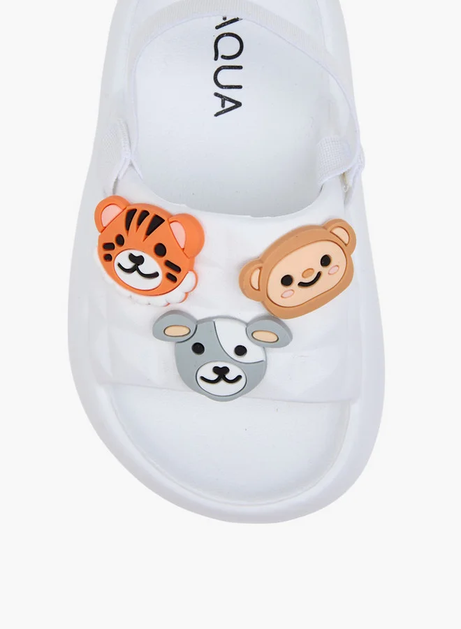 Aqua Boys Animal Applique Sandals with Elastic Backstrap