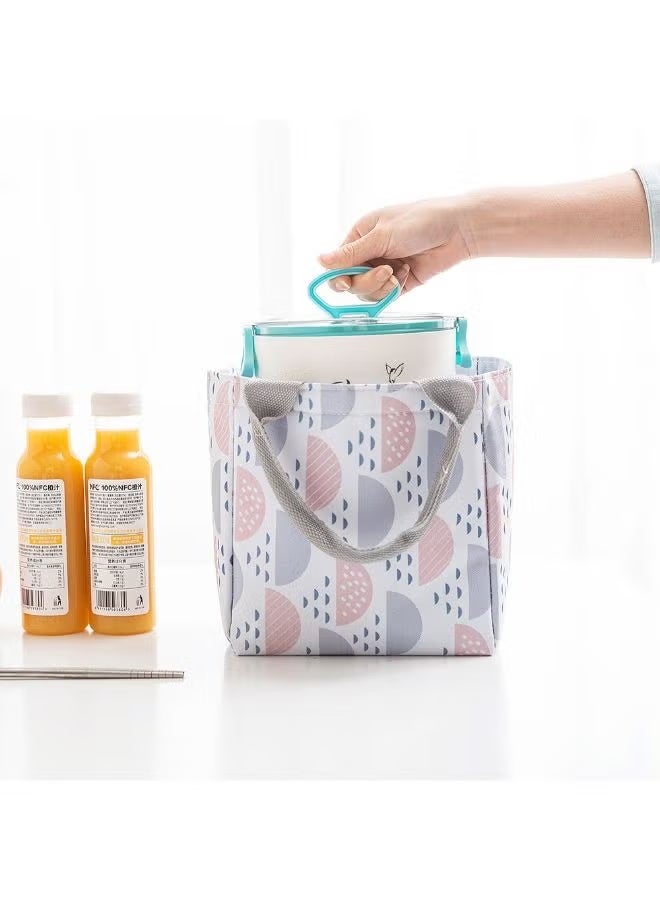 Lunch box bag imitation hemp beam mouth insulation bag hand-held boys and girls take lunch bag fresh picnic bag.  - Image 1