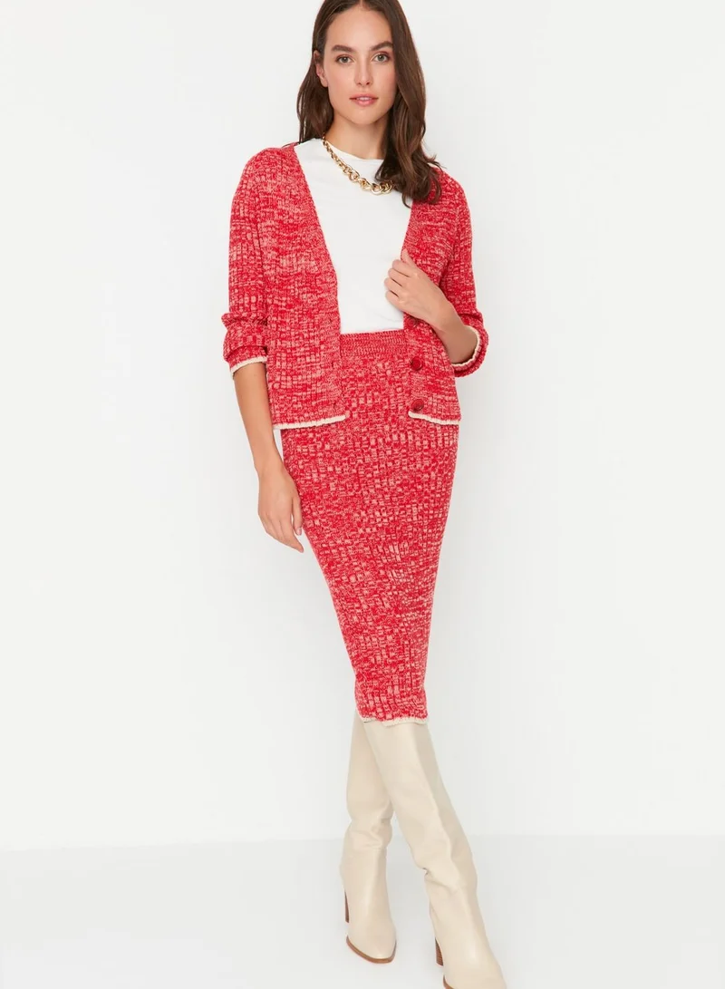 trendyol Button Down Knitted Top & Skirt Set