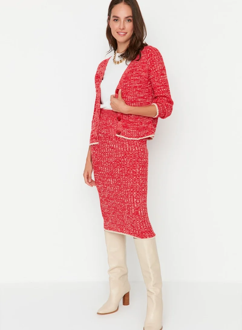 trendyol Button Down Knitted Top & Skirt Set