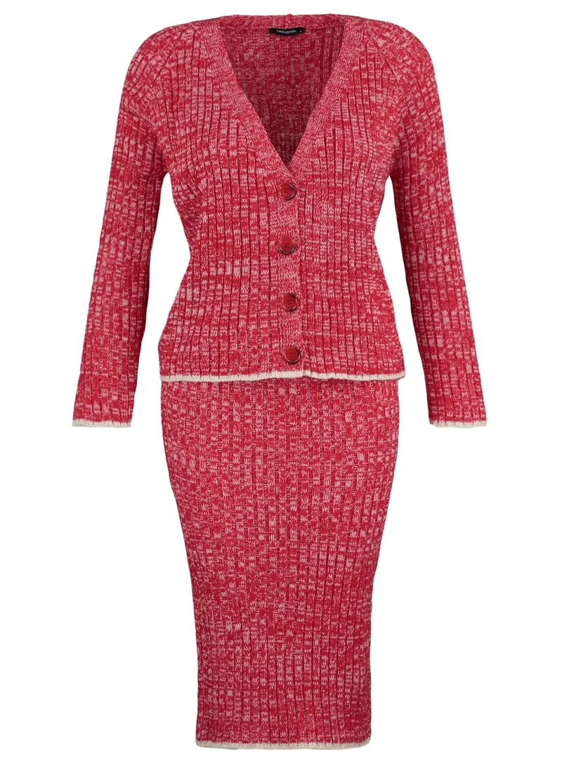 trendyol Button Down Knitted Top & Skirt Set
