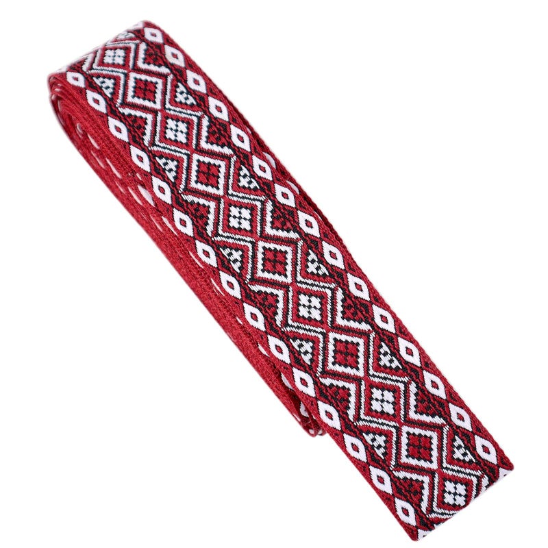 Boho Jacquard Ribbon Geometric Woven Trim Ethnic Ribbon Red Jacquard Braid Trim for Sewing Handmade Bag Clothing Decoration 5 Yards
