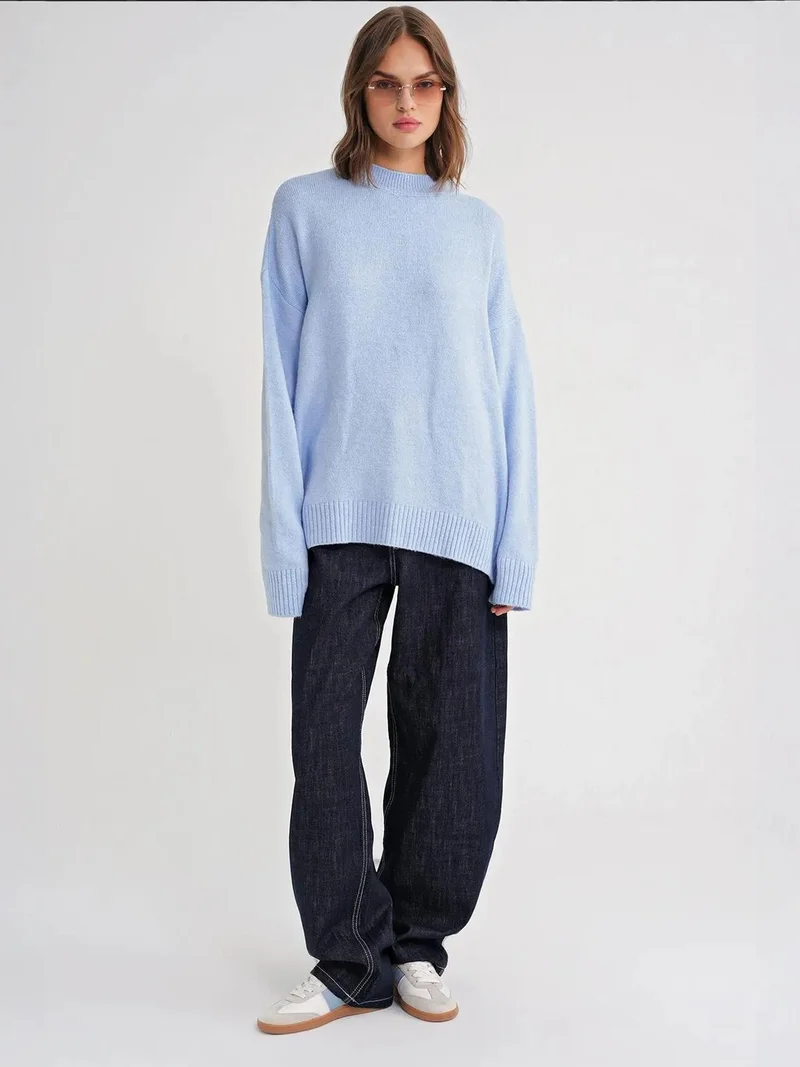 Mixray Baby Blue Mixray Oversized Knitwear Sweater for Women | Best Price UAE