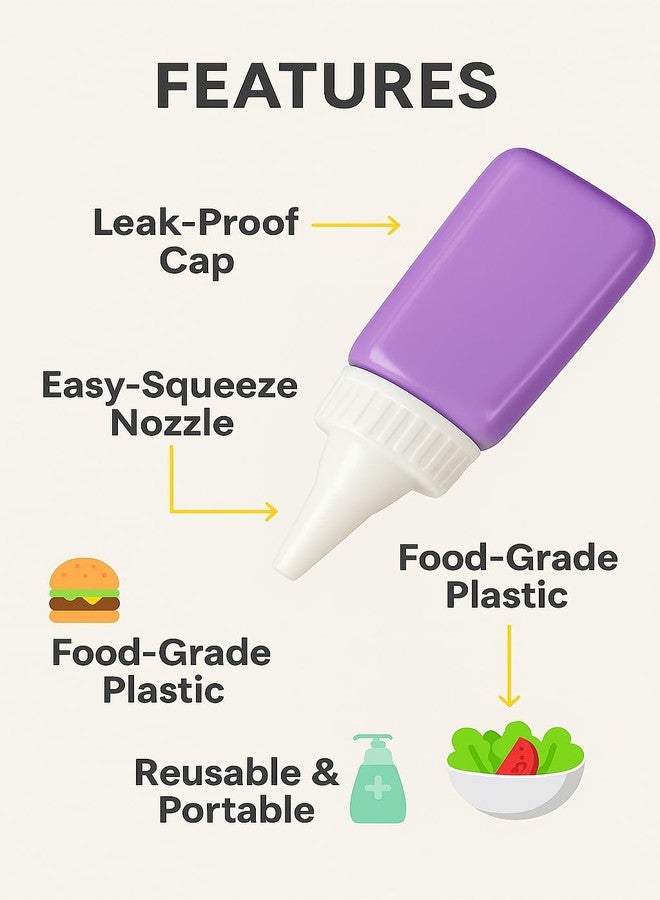 PURCHASE ZONE® Mini Sauce Bottle Reusable Condiment Dispenser for Ketchup, Mayonnaise, Salad Dressing & Spices – Leak-Proof Portable Squeeze Bottles (2 set - 100 ML - Image 5