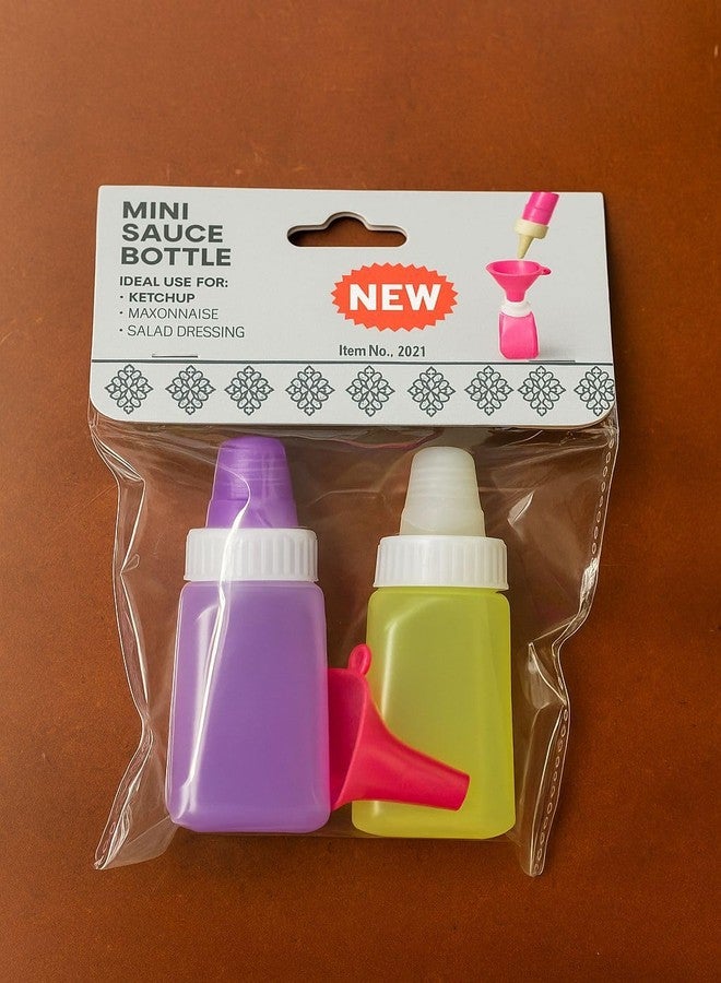PURCHASE ZONE® Mini Sauce Bottle Reusable Condiment Dispenser for Ketchup, Mayonnaise, Salad Dressing & Spices – Leak-Proof Portable Squeeze Bottles (2 set - 100 ML - Image 1